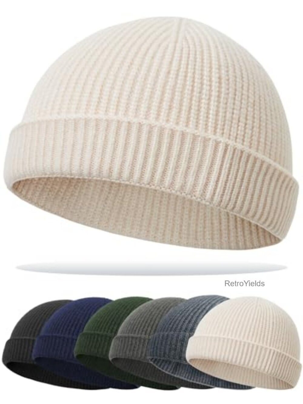 Fisherman Knit Beanie Hat for Men Women Wool Cuffed Skull Caps Lightweight